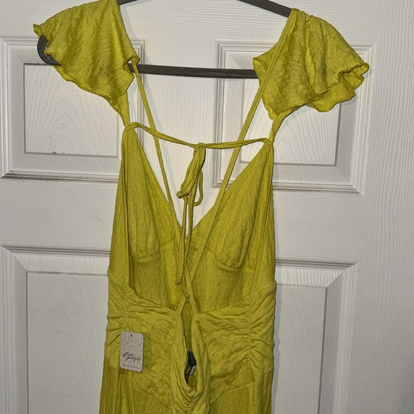 Free People Yellow Sleeveless V-Neck Gown - Picture 4 of 7